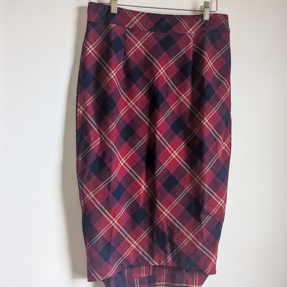 Free People Blue and Red Midi Pencil Skirt for Work